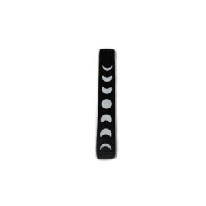 Shreyshti Wooden Incense holder / Ash catcher Phases of Moon Black (Pack of 12) approx. 10" for incense sticks, cones etc.